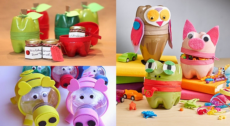Làm đồ chơi cho bé từ chai nhựa